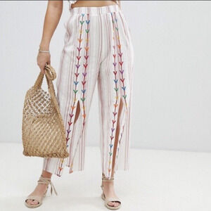 Asos Embroidered Split Front Beach Pants Size US 2 EU 34 boho Y2K A000193